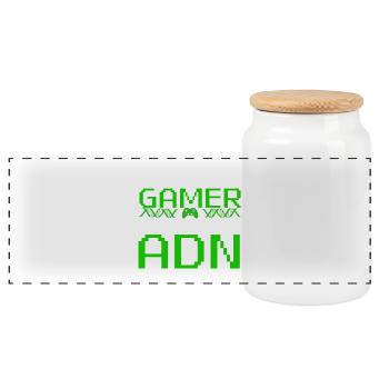 Je Suis Né Gamer ADN Pixel - Panoramic Cookie Jar with Wooden Lid - white - Front