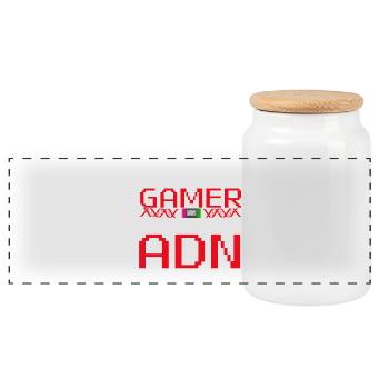 Gamer ADN Pixel Tee - Panoramic Cookie Jar with Wooden Lid - white - Front