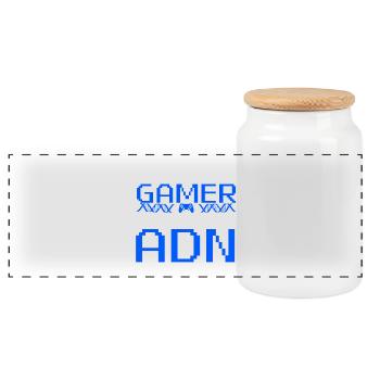 Je Suis Né Gamer ADN - Panoramic Cookie Jar with Wooden Lid - white - Front