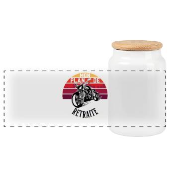 Moto rétro au coucher du soleil - Boîte à biscuits avec couvercle en bois - blanc - Devant