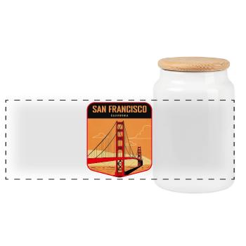 Golden Gate Retro Badge San Francisco - Panoramic Cookie Jar with Wooden Lid - white - Front