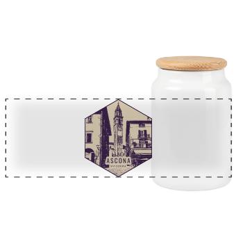 Insigne vintage de la tour de l’horloge d’Ascona - Boîte à biscuits avec couvercle en bois - blanc - Devant