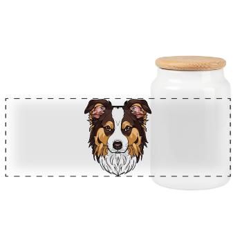 I Love My Border Collie - Panoramic Cookie Jar with Wooden Lid - white - Front