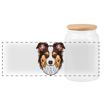 I Love My Border Collie - Panoramic Cookie Jar with Wooden Lid - white - Front
