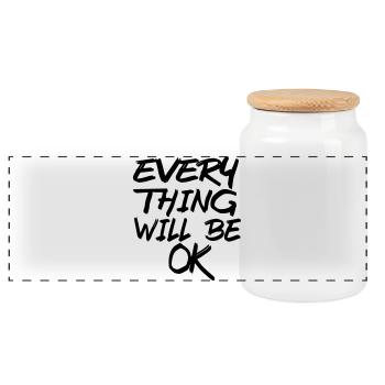 Tout ira bien! Tout ira bien! # - Boîte à biscuits avec couvercle en bois - blanc - Devant