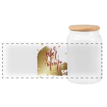 super mom, mother's day - Panoramic Cookie Jar with Wooden Lid - white - Front