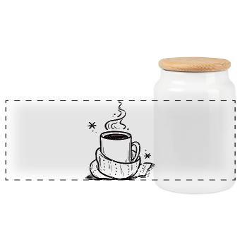 Tasse douillette avec vapeur et écharpe - Boîte à biscuits avec couvercle en bois - blanc - Devant
