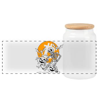 Ghoul's Halloween Bitcoin Party - Panoramic Cookie Jar with Wooden Lid - white - Front