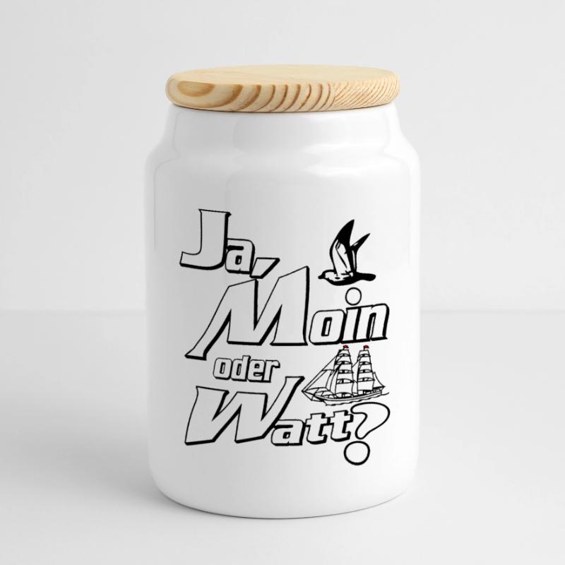 Ja Moin oder Watt? Boîte à biscuits avec couvercle en bois