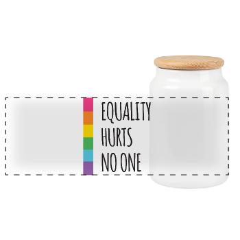 Pride Month - Equality Hurts No One - Panoramic Cookie Jar with Wooden Lid - white - Front