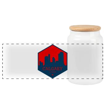 Calgary Skyline Kanada – Urbanes Emblem Design - Panorama Keksdose mit Holzdeckel - Weiß - Vorne