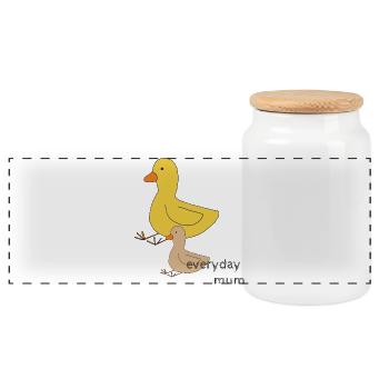 Maman canard - Boîte à biscuits avec couvercle en bois - blanc - Devant