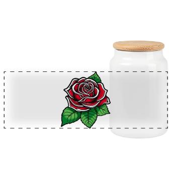 Rose Cramoisie Pop Art Bloom - Boîte à biscuits avec couvercle en bois - blanc - Devant