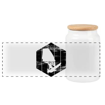 Windsurfer sketch - Panoramic Cookie Jar with Wooden Lid - white - Front