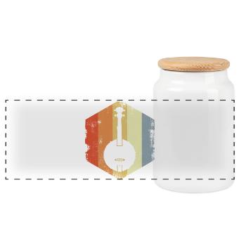 Dessin Banjo Vintage - Boîte à biscuits avec couvercle en bois - blanc - Devant