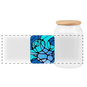 Neurografik modernes abstraktes Design - Panorama Keksdose mit Holzdeckel - Weiß - Vorne