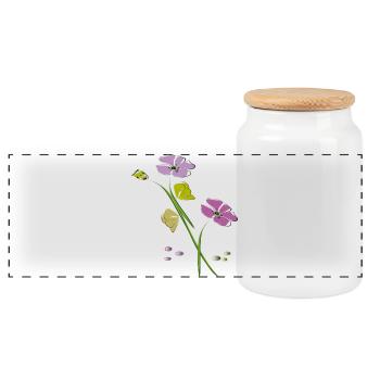 Blumen, Flowers - Panoramic Cookie Jar with Wooden Lid - white - Front