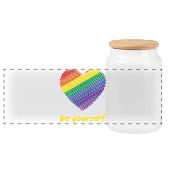 Mois de la fierté LGBTQ - Soyez vous-même - Boîte à biscuits avec couvercle en bois - blanc - Devant