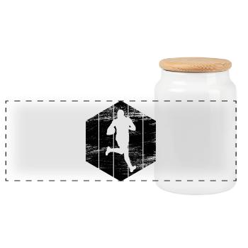 Rugby player sketch - Panoramic Cookie Jar with Wooden Lid - white - Front