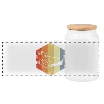 Skiing - Panoramic Cookie Jar with Wooden Lid - white - Front