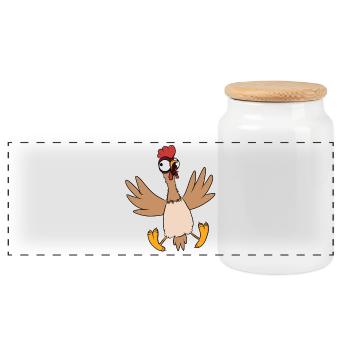 Chicken - Panoramic Cookie Jar with Wooden Lid - white - Front