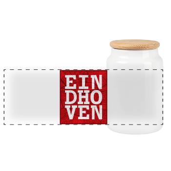 Eindhoven capital letters on city map - Panoramic Cookie Jar with Wooden Lid - white - Front
