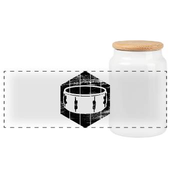 Drum Drawing - Panoramic Cookie Jar with Wooden Lid - white - Front