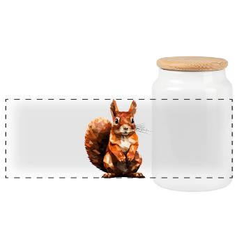 Écureuil de style polygonal - Boîte à biscuits avec couvercle en bois - blanc - Devant