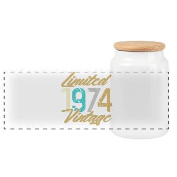 Limited 1974 Vintage Edition - Panoramic Cookie Jar with Wooden Lid - white - Front