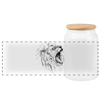Lion - Boîte à biscuits avec couvercle en bois - blanc - Devant