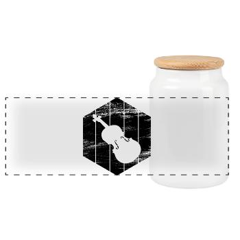 Dessin de violon - Boîte à biscuits avec couvercle en bois - blanc - Devant