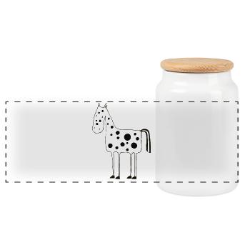 Pony - Panorama Keksdose mit Holzdeckel - Weiß - Vorne