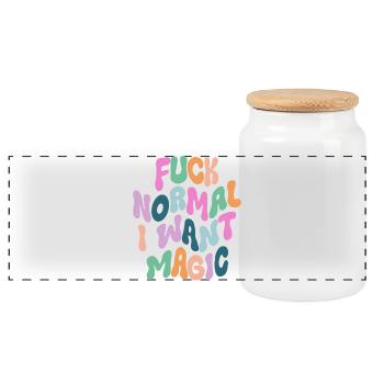 Fuck Normal I want Magic - Panorama Keksdose mit Holzdeckel - Weiß - Vorne