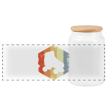 Patins à roulettes rétro - Boîte à biscuits avec couvercle en bois - blanc - Devant