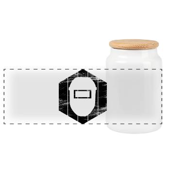 Masque de soudeur - Boîte à biscuits avec couvercle en bois - blanc - Devant