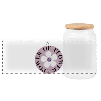 Pouvoir du Cercle de Fleurs - Boîte à biscuits avec couvercle en bois - blanc - Devant