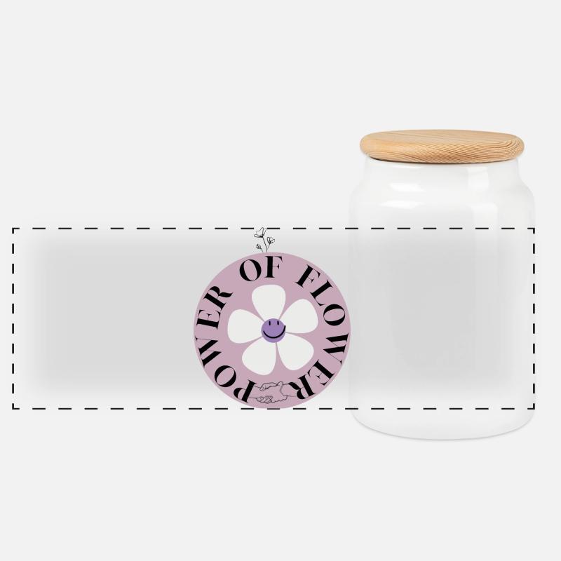 Pouvoir du Cercle de Fleurs - Boîte à biscuits avec couvercle en bois - blanc