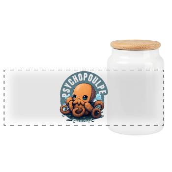 Psychooctopus Ocean Kawaii - Panoramic Cookie Jar with Wooden Lid - white - Front