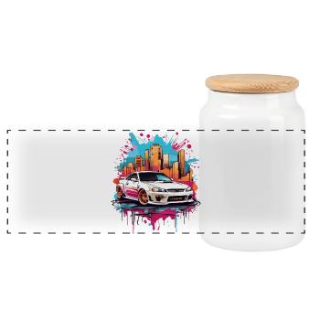 Tuning Auto, Sport automobile - Boîte à biscuits avec couvercle en bois - blanc - Devant