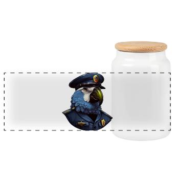 Perroquet de la police - Boîte à biscuits avec couvercle en bois - blanc - Devant