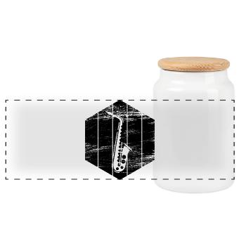 Croquis de saxophone - Boîte à biscuits avec couvercle en bois - blanc - Devant