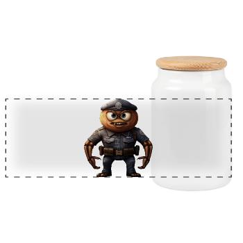 Policier tournoyant - Boîte à biscuits avec couvercle en bois - blanc - Devant