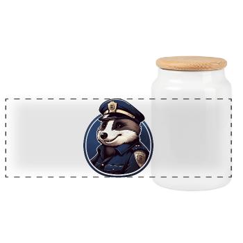Badger Police - Boîte à biscuits avec couvercle en bois - blanc - Devant