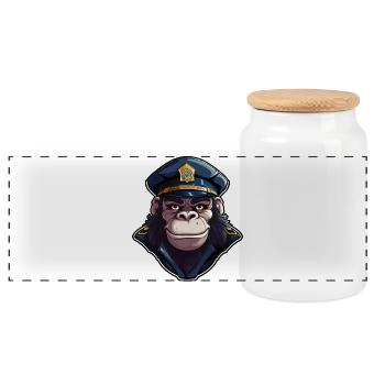 Police des singes - Boîte à biscuits avec couvercle en bois - blanc - Devant