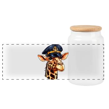 Girafe Policier - Boîte à biscuits avec couvercle en bois - blanc - Devant