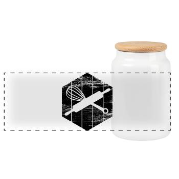 Rouleau à pâtisserie et batteur à main - Boîte à biscuits avec couvercle en bois - blanc - Devant