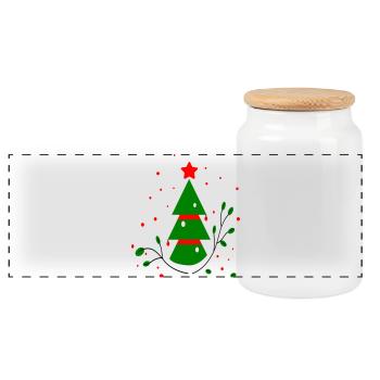 Weihnachten, Tannenbaum - Panorama Keksdose mit Holzdeckel - Weiß - Vorne