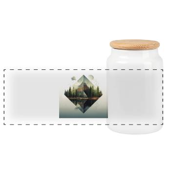 Forest Pyramid and Reflections - Panoramic Cookie Jar with Wooden Lid - white - Front