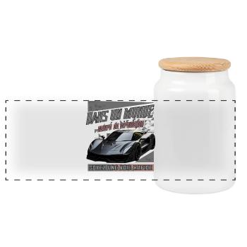 Dans un monde de vitesse automobile - Boîte à biscuits avec couvercle en bois - blanc - Devant