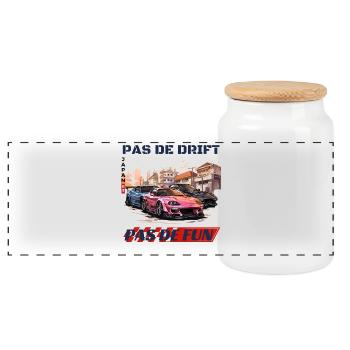 Drift urbain Japonais – Pas de Drift Pas de Fun - Boîte à biscuits avec couvercle en bois - blanc - Devant